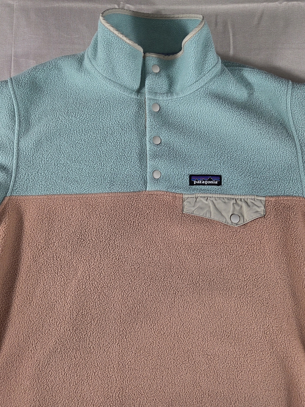 Patagonia Synchilla Snap-T Fleece Pullover Large Blue Pink Colorblock - Picture 2 of 9